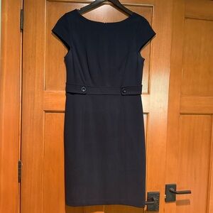 Elegant Navy Cap Sleeve Dress